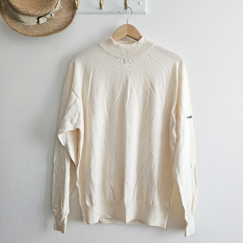 Peter Millar Kings Creek Wool Silk Cashmere Mock Neck Sweater Men’s XL Ivory